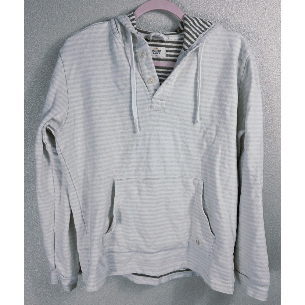 Marine Layer Striped Hoodie Small Lightweight Pullover Kangaroo Pocket